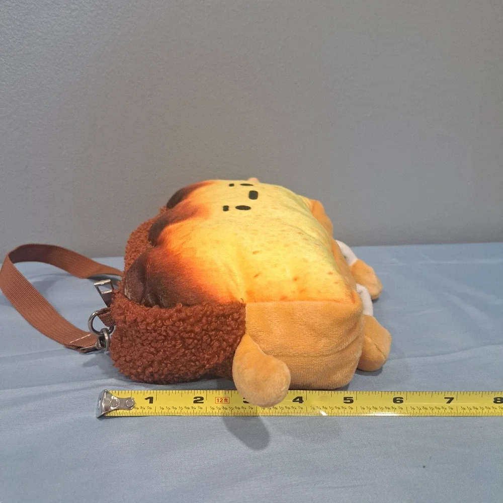 Plush Burnt Toast Character‎ Crossbody Bag Brown Yellow Bag Whimsy Kidcore